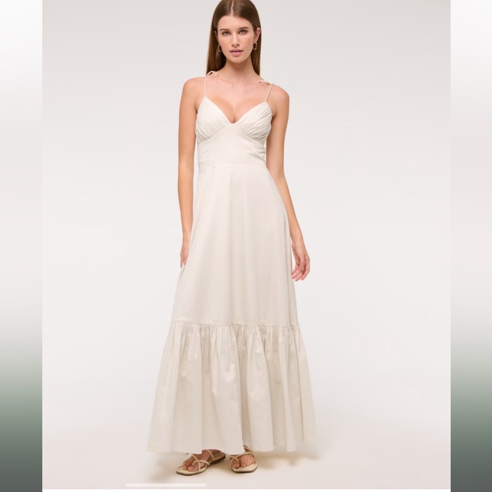 Abercrombie & Fitch Cream Maxi Dress Sweetheart Neckline